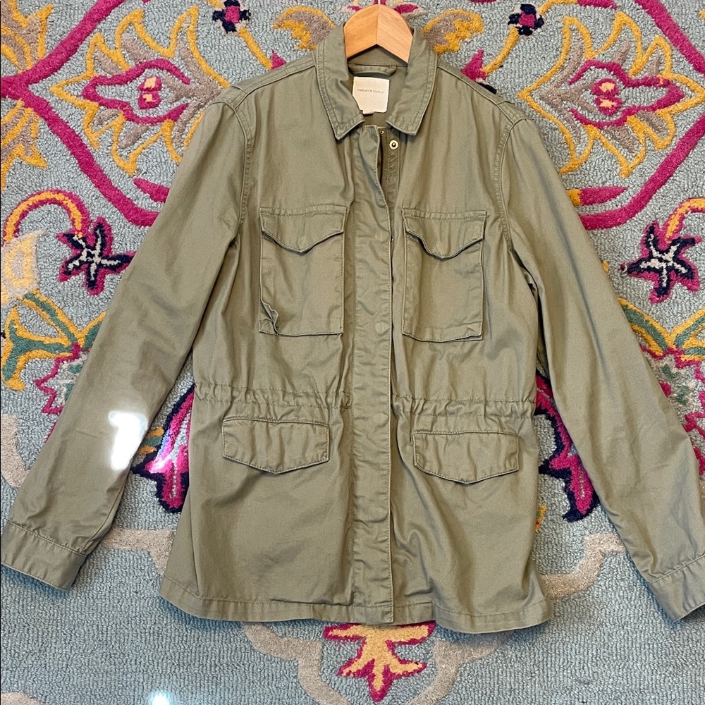 Thread & Supply Olive Green Utility Jacket with Drawcord Waist - Picture 4 of 8